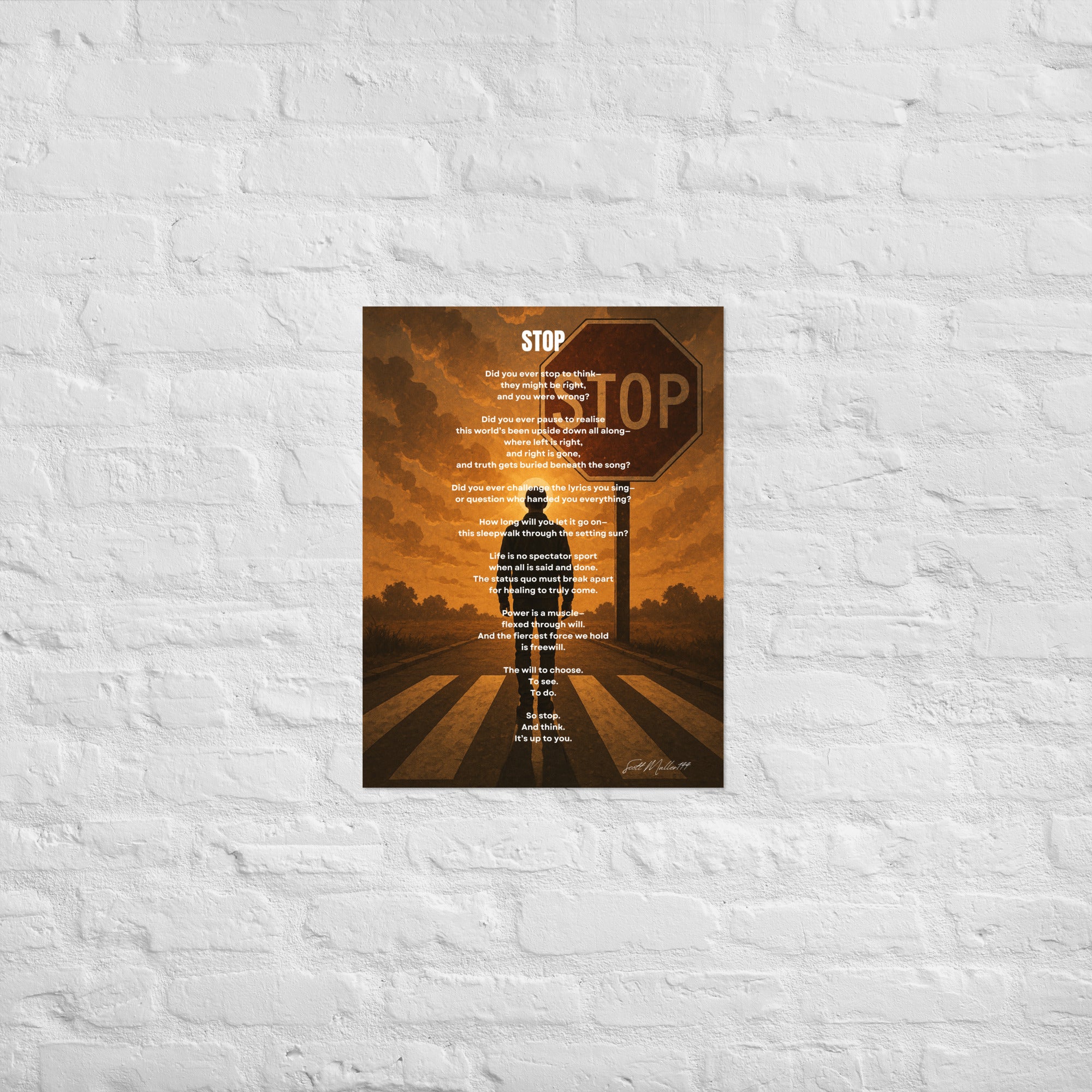 stop poetry poster framed inspirational print