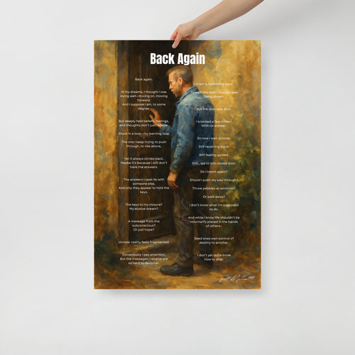 back again poetry poster reflective wall art