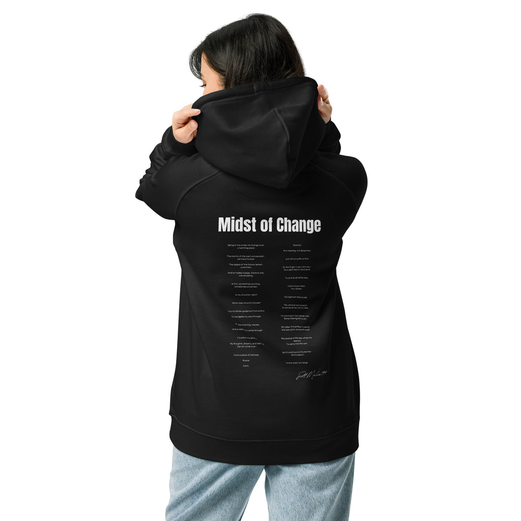 midst of change organic hoodie unisex back view