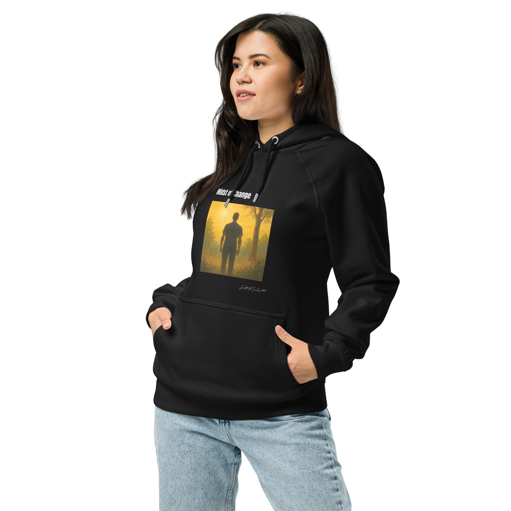 midst of change organic hoodie unisex lifestyle mockup