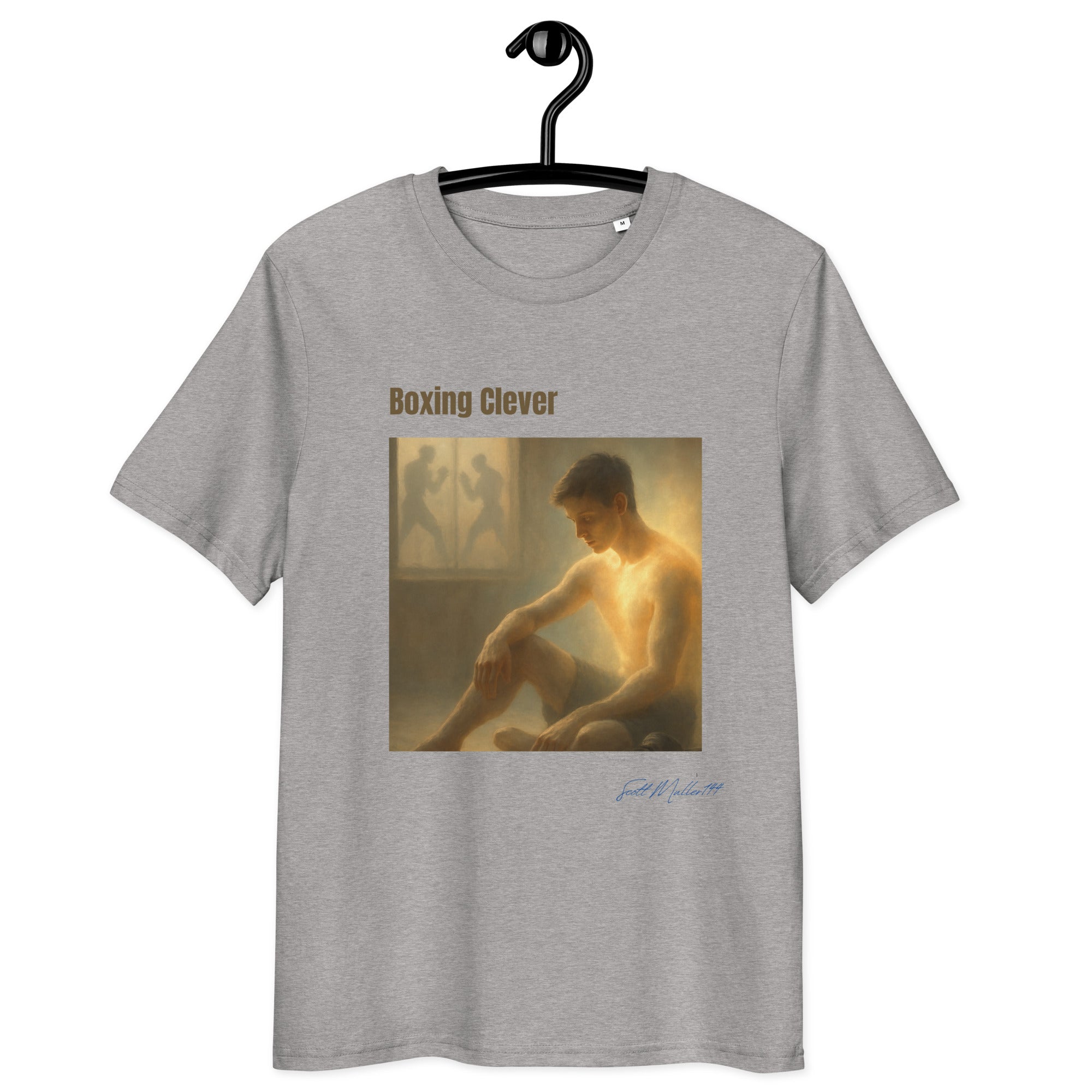 boxing clever organic tee unisex heather grey flat lay