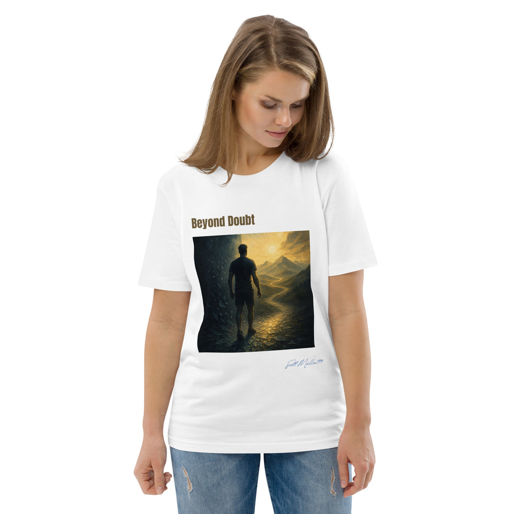 Beyond Doubt organic tee unisex fit lifestyle view