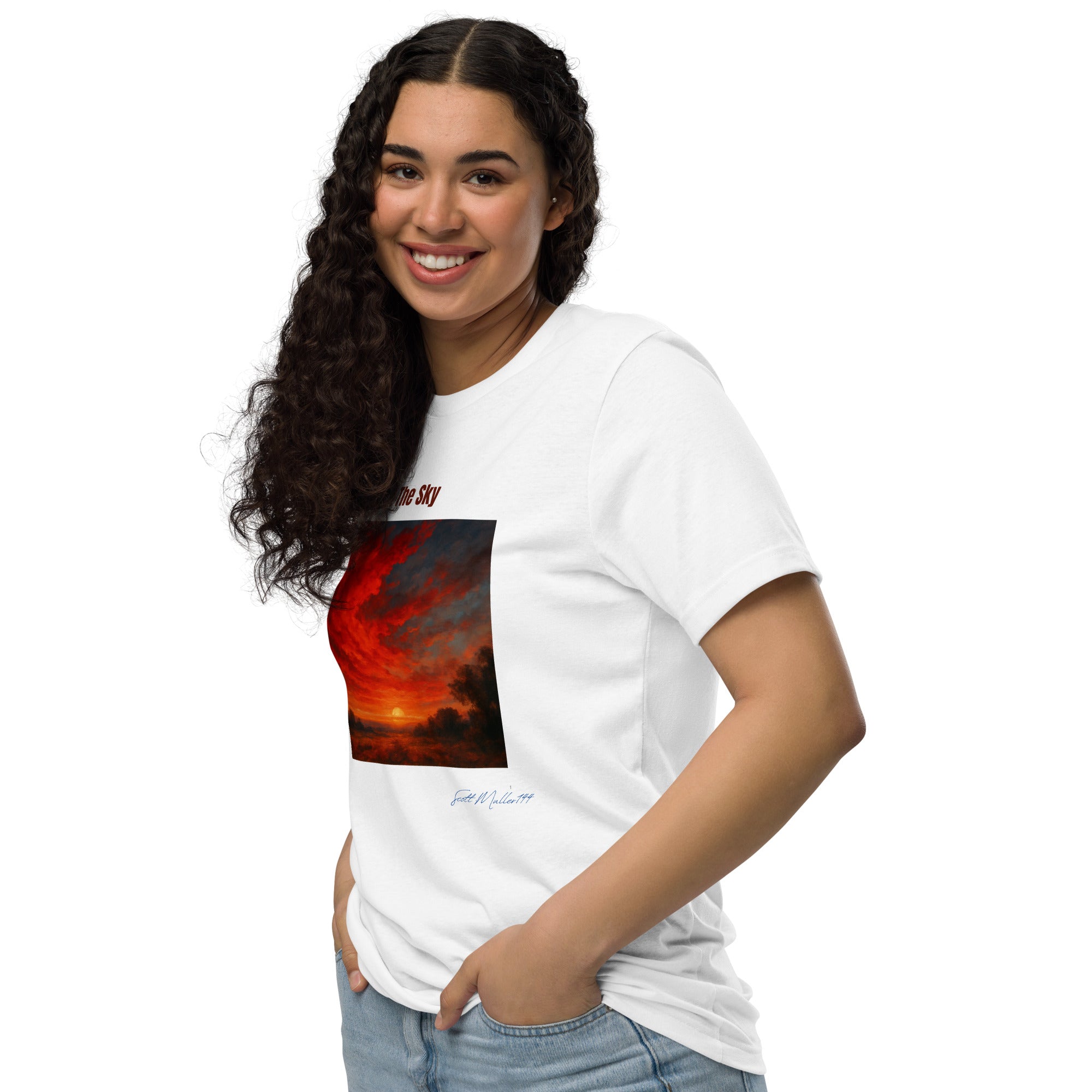 to paint the sky red organic tee front view